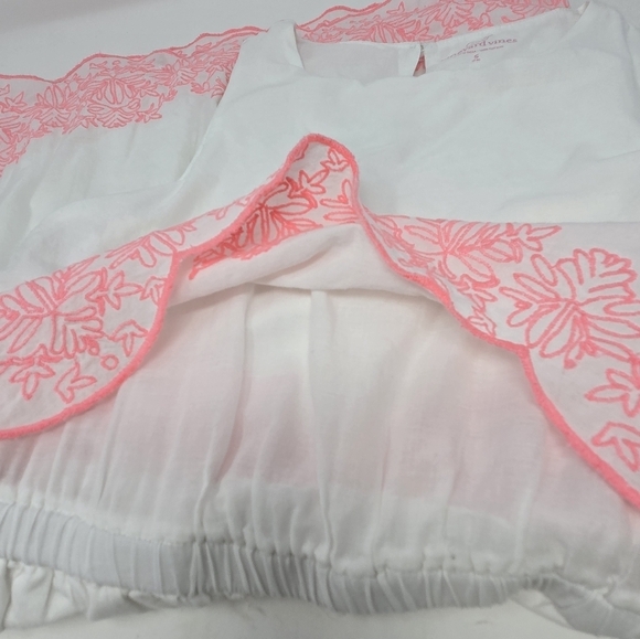 VINEYARD VINES WHITE PINK EMBROIDERY TIERED SLEEVELESS DRESS GIRLS SMALL 7-8 - Picture 10 of 13